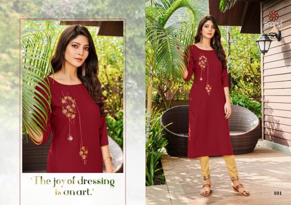 Baanvi Sara 1 Rayon Embroidery Kurti With Bottom Set 